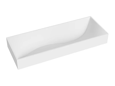 Sleek White Rectangular Countertop Washbasin with Modern Minimalist Design for Bathroom 3d model
