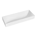 Sleek White Rectangular Countertop Washbasin with Modern Minimalist Design for Bathroom