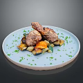 Roasted Chicken Drumsticks Served With Fresh Vegetables And Herbs On Light Blue Plate