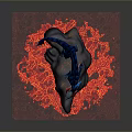 Mythical Blue Dragon Standing On Rock Surrounded By Red Lava