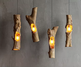 Quiet Wind Small Chandelier Old Wood Chandelier Vintage Chandelier 3d model