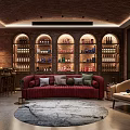 American Style Wine Cellar Bar Wine Tasting Area Industrial Style Liquor Famous Wine Combination Red Wine Combination Barware Bar Counter Area Meeting Area Sofa Combination Bar Chair 3d model