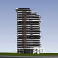 Modern High Rise Residential Tower With Glass Facade Balconies And Green Lawn