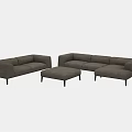 Modern Gray Fabric Modular Sectional Sofa Set With Ottoman For Living Room 3d model
