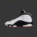 Stylish High Top Sneakers In White Black With Red Accents And Jumpman Logo