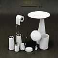 Modern White Bathroom Accessories Set Including Tissue Holder Mirror And Containers