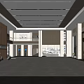 Modern Hotel Lobby Interior With Marble Floor Wooden Panel Walls And High Ceiling