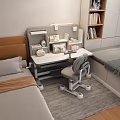 Children's Study Desk With Chair Desk Lamp Storage And Bookshelf