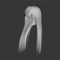 Stylish Long White Hair With Gradient Ends And Colorful Hair Accessory