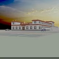 Traditional Ancient Architecture With White Walls Red Borders And Golden Roof Decorations
