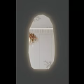 Unique Shaped Decorative Mirrors In Bedroom Interior With Golden Chandeliers And Bed Pillows