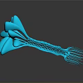 Blue Biomorphic Organism Featuring Petal Like Structures Braided Stem And Slender Tendrils