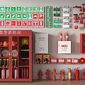 Fire Equipment Collection Featuring Mini Fire Station Signs Extinguishers Hydrants And Helmets 3d model