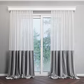 Simple Modern Two Layer Curtains With White Sheer And Gray Fabric For Window With Trees Outside