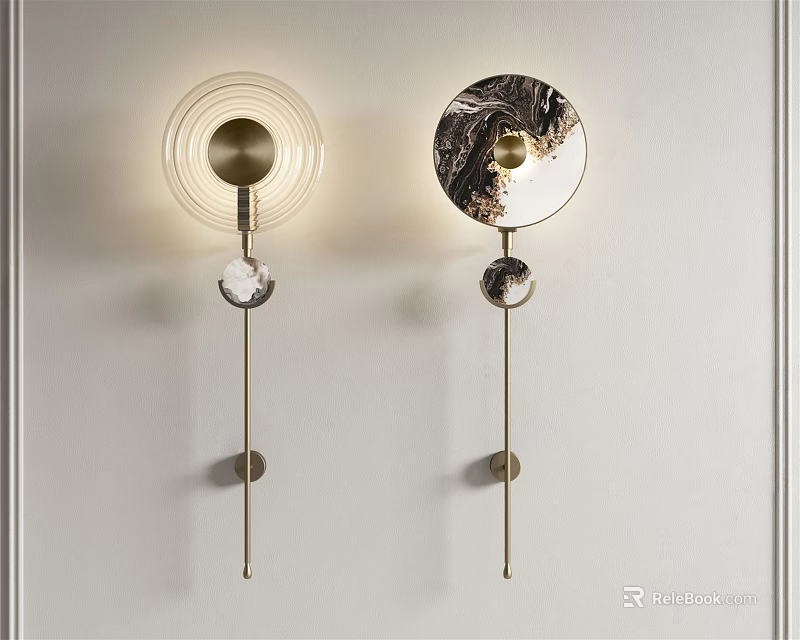 Modern Wall Lamps With Round Shade Metal Frame And Crystal Pendant Decoration 3d model 
