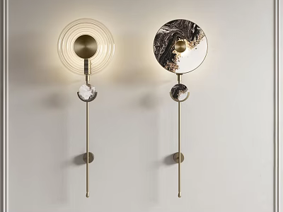Modern Wall Lamps With Round Shade Metal Frame And Crystal Pendant Decoration 3d model