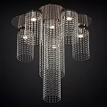 Elegant Crystal Ceiling Light With Hanging Chains And Multiple Bulbs 3d model