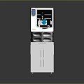 Medical Laboratory Equipment With Display Screen White Gray Cabinet Drawers And Wheels