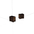 Two Dark Wood Grain Cabinets With Open Shelves And Light Interior 3d model