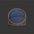 Modern Single Sofa With Woven Frame And Blue Cushion Design