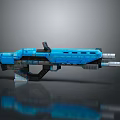 Blue Pixelated Sci Fi Weapon With Futuristic Design And Blocky Structure 3d model