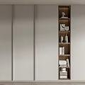 Modern Sliding Door Wardrobe with Open Compartment for Books and Decorative Items