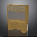 Wooden Storage Cabinet With Woven Lattice Top Glass Door And Lower Drawers