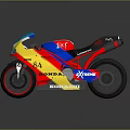 Honda Racing Motorcycle With Red Yellow Blue Body Black Seat 84 KOMATSU X-TREME Logos