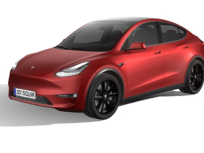 Red Modern Car With Sleek Body Black Wheels And Front Design Features 3d model