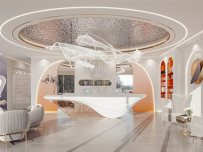 Modern Hospital Outpatient Clinic Reception Area Interior Design 3d model