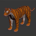 Orange Black Striped Tiger Figurine Standing On Dark Reflective Surface 3d model
