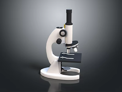White Microscope Decorative Ornament Set with Black Components for Desktop 3d model