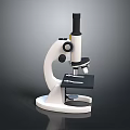 White Microscope Decorative Ornament Set with Black Components for Desktop 3d model