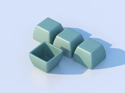 Light Green Square Shaped Storage Containers For Daily Household Use 3d model