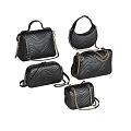 Black Quilted Handbags With Gold Double G Logo And Various Stylish Designs
