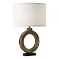 Elegant Table Lamp With White Lampshade And Circular Perforated Brass Base 3d model