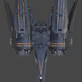 Advanced Futuristic Black Fighter Jet Featuring Orange Accents And Sleek Aerodynamic Structure