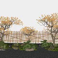 Arbor modeling tree wintersweet old pile plum tree courtyard sketch landscape stone 3d model