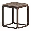 Modern Dark Brown Wooden Side Table With Perforated Top And Square Frame 3d model