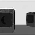 Two Modern Black Front Load Washing Machines With Sleek Design And Control Panel 3d model