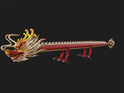 Mythical Flying Dragon With Red Body Golden Mane Detailed Scales And Sharp Claws 3d model