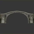 Detailed Stone Arch Bridge Model With Ornate Pillars And Curved Railings