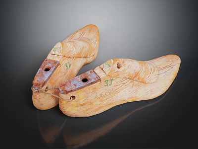 Wooden Shoe Lasts Vintage Handmade Size 31 Marked Shoe Making Tools 3d model