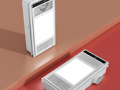 Slim White Bathroom Heater With LED Display And Ventilation Light Function 3d model