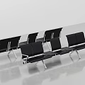 Modern Public Chairs in Various Colors Arranged in Indoor Space with Smooth Floor Reflection