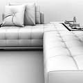 Light Gray Sectional Sofa With Tufted Design Accent Pillows And Side Table 3d model