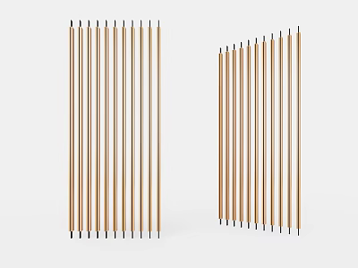 Modern Room Divider With Slender Vertical Slats Wooden And White Finish 3d model