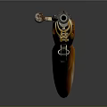 Vintage Long Gun Weapon Featuring Orange Wooden Stock And Extended Barrel
