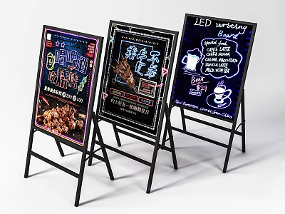 LED Illuminated Floor Standing Display Stands With Menu Boards For Retail Promotion 3d model