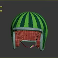Watermelon Pattern Helmet With Green Black Stripes Red Interior And Metallic Edge 3d model